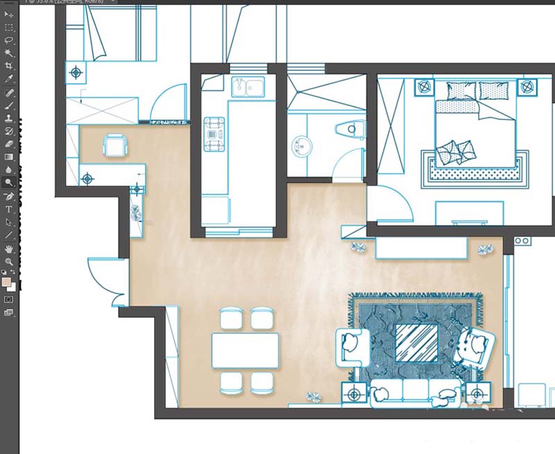 PS怎么给室内平面图上色? ps彩色平面图的制作方法