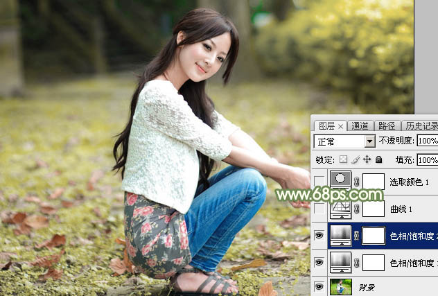 Photoshop为外景美女图片打造古典中性暖色