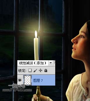 photoshop合成手持烛光欣赏夜景的美女图片效果