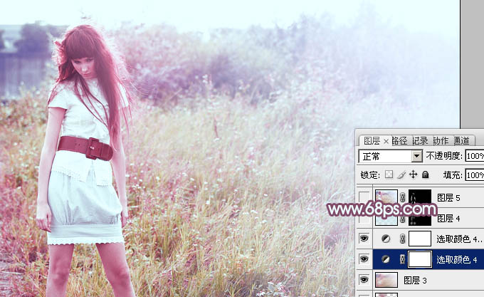 Photoshop将外景人物图片打造出唯美可爱的韩系粉调蓝紫色