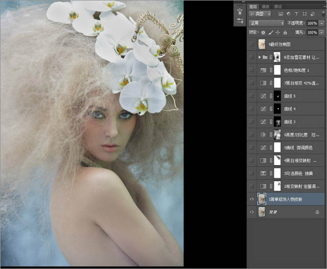 Photoshop(PS)把灰蒙模特头像照片调成梦幻色彩效果实例教程