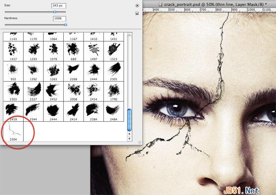 photoshop(PS)设计绘制美女(人物)面部裂纹效果实例教程