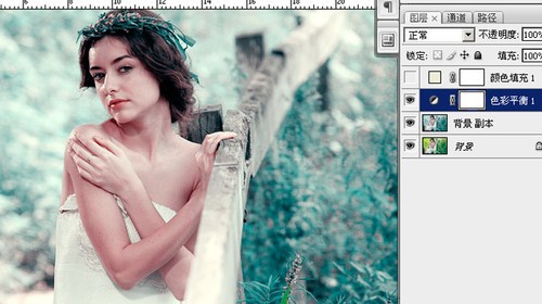 photoshop将婚纱照片打造出唯美的青蓝色效果