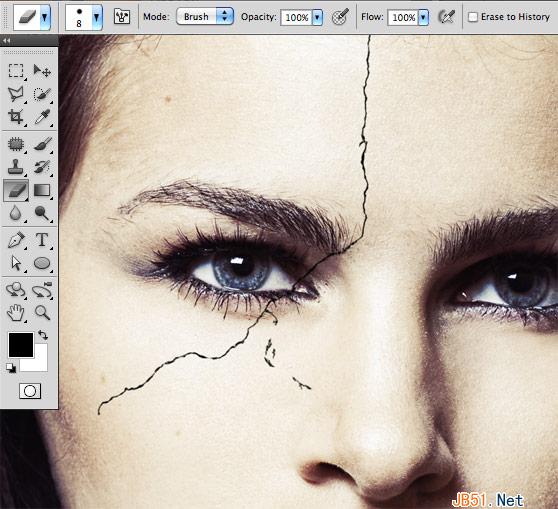photoshop(PS)设计绘制美女(人物)面部裂纹效果实例教程