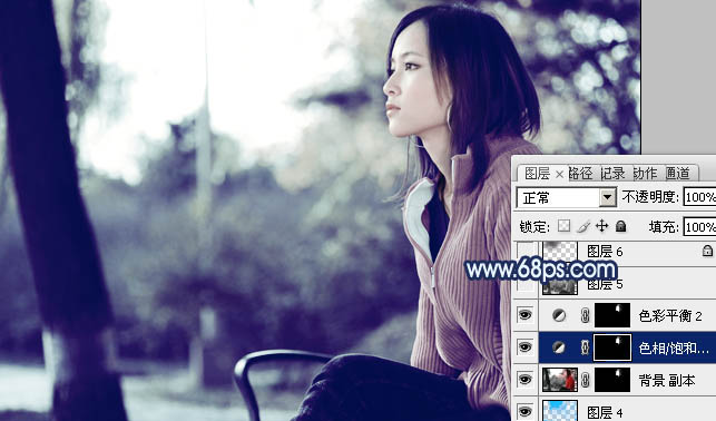 Photoshop制作古典暗青色外景人物图片教程