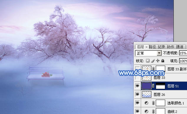 Photoshop将婚片打造出唯美的梦幻冬季雪景效果