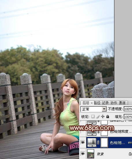 Photoshop将外景美女图片调出柔和的中性暖色调