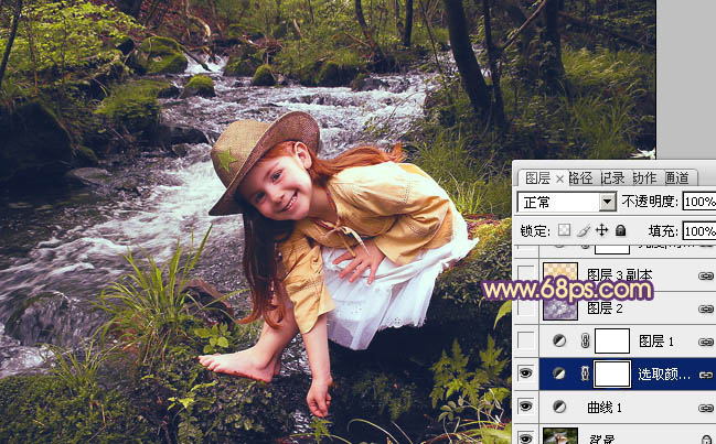 Photoshop为树林女孩图片调制出柔美的暖色调