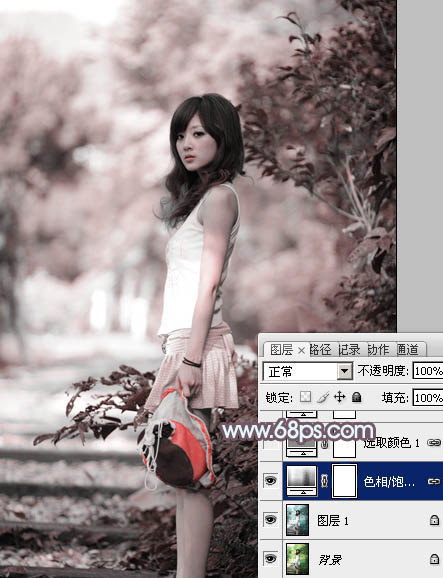 photoshop利用通道替换为外景美女增加韩系中性红灰色