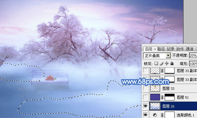 Photoshop将婚片打造出唯美的梦幻冬季雪景效果