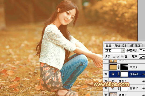 Photoshop为外景人物图片打造出秋季柔美的橙色效果