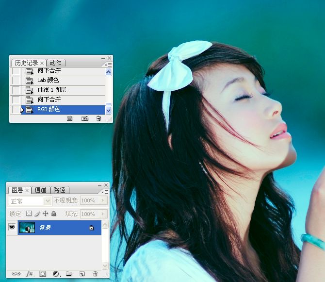 Photoshop使用LAB模式为偏暗的美女图片调出通透的阿宝色效果