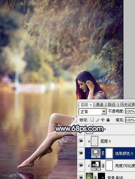 Photoshop为水景人物图片打造艳丽的秋季暖色特效