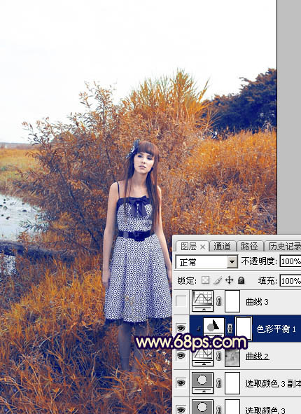 Photoshop调制出唯美的霞光效果荒野人物图片