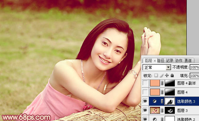 Photoshop将美女图片打造出甜美的春季粉红色