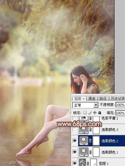 Photoshop为溪边的美女调制出漂亮的淡调红褐色