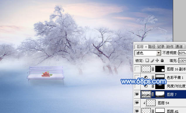 Photoshop将婚片打造出唯美的梦幻冬季雪景效果