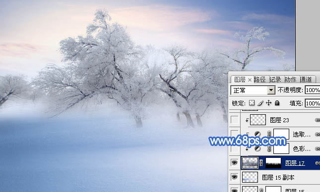 Photoshop将婚片打造出唯美的梦幻冬季雪景效果