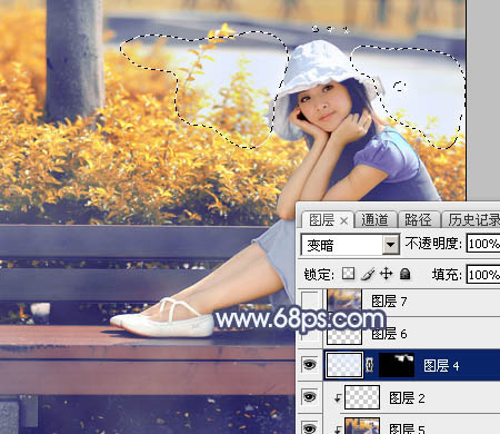 Photoshop将秋季外景美女图片打造出清新的橙红色