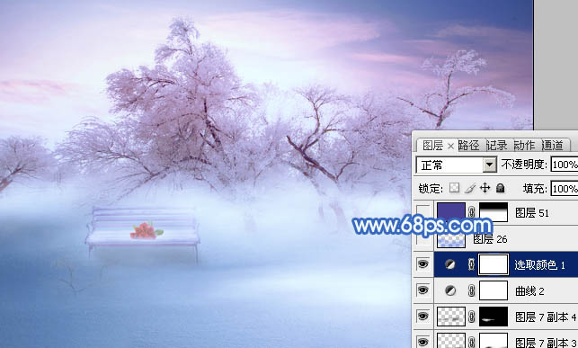 Photoshop将婚片打造出唯美的梦幻冬季雪景效果