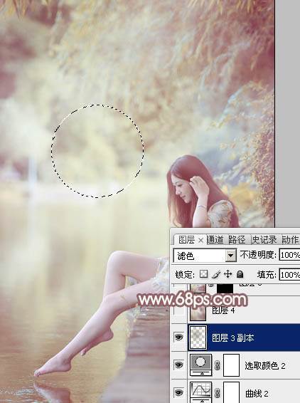 Photoshop将河景美女图片打造唯美的暖色调