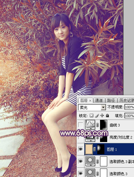 Photoshop为外景美女图片打造流行的秋季红蓝色效果