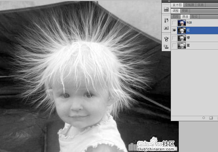 Photoshop用通道工具抠出儿童散乱的头发