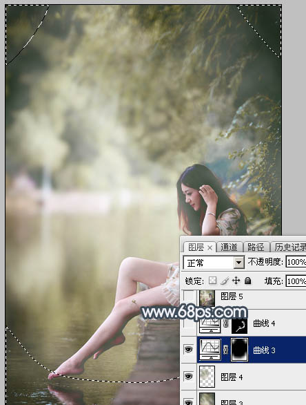 Photoshop调制出唯美的梦幻淡褐色水景人物图片