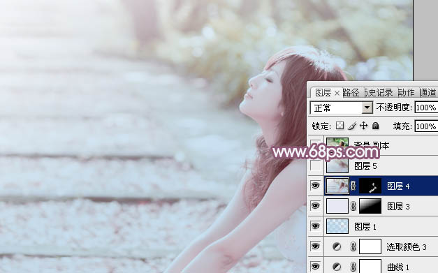 Photoshop将美女图片快速打造出柔和的韩系淡蓝色效果