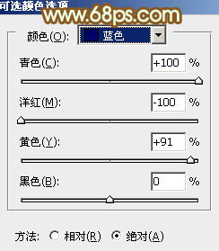 Photoshop将树林情侣图片增加上柔和秋季粉黄色