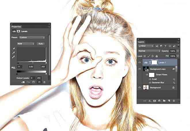 Photoshop制作将一幅美女照打造成黑白风格的铅笔画效果