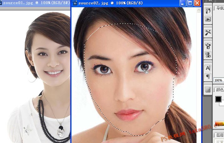 Photoshop将美女照片毫无痕迹的换脸教程