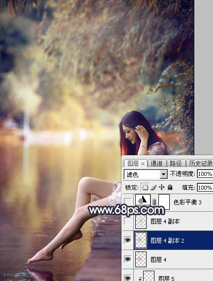 Photoshop为水景人物图片打造艳丽的秋季暖色特效