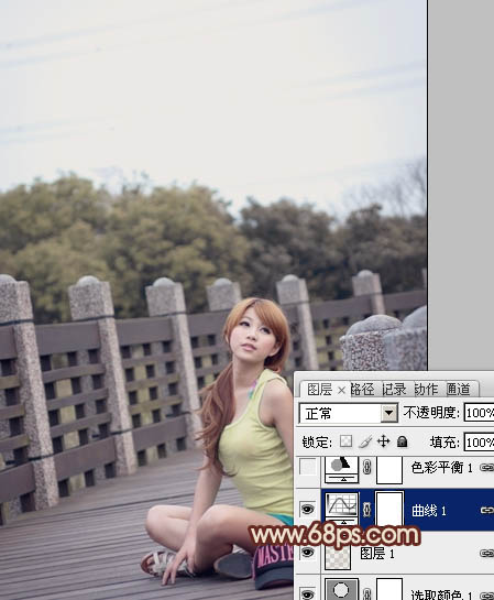 Photoshop将外景美女图片调出柔和的中性暖色调