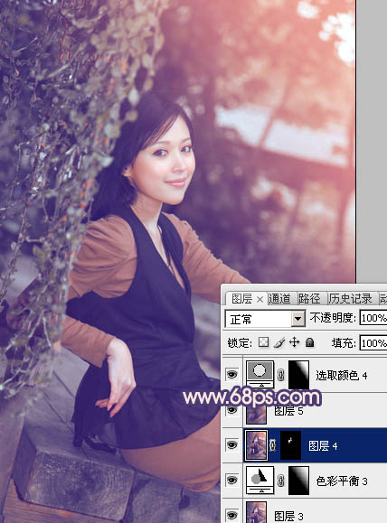 Photoshop为外景美女加上柔和的暗调蓝橙色教程