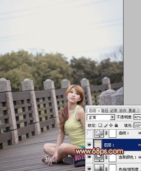 Photoshop将外景美女图片调出柔和的中性暖色调