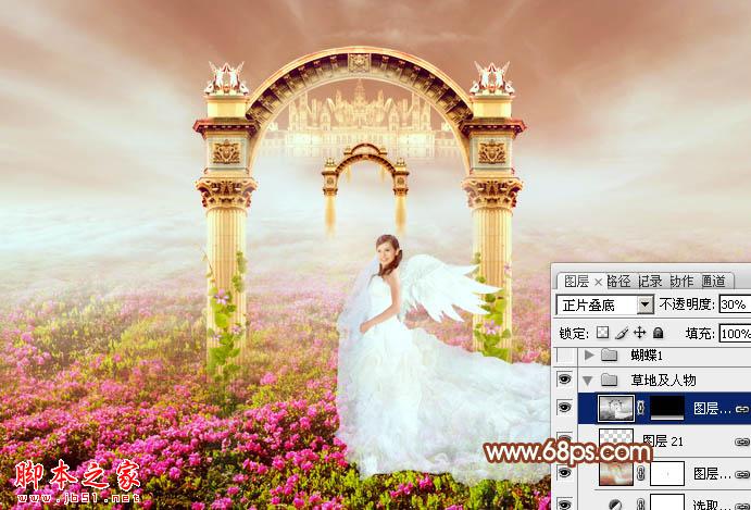 Photoshop设计打造出圣洁唯美梦幻般的天使婚片