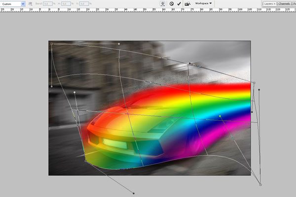 用PS制作一个彩虹拖尾的拉风极速跑车教程