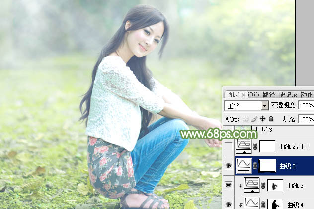 Photoshop将美女图片打造唯美的烟雾梦幻小清新黄绿色