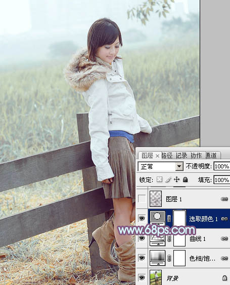 Photoshop为田园美女调制出淡雅的韩系淡蓝色