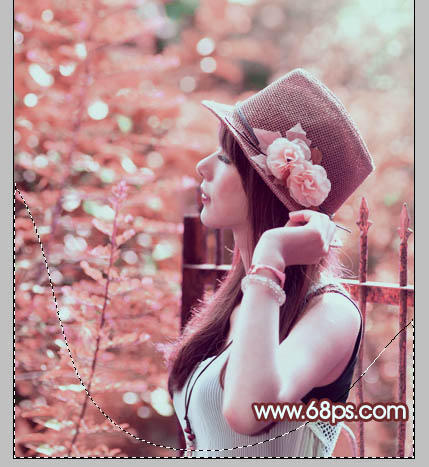 Photoshop打造甜美的粉红色秋季美女效果