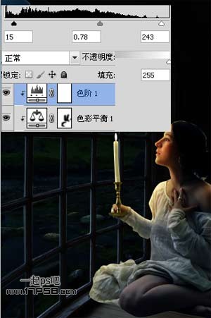 photoshop合成手持烛光欣赏夜景的美女图片效果