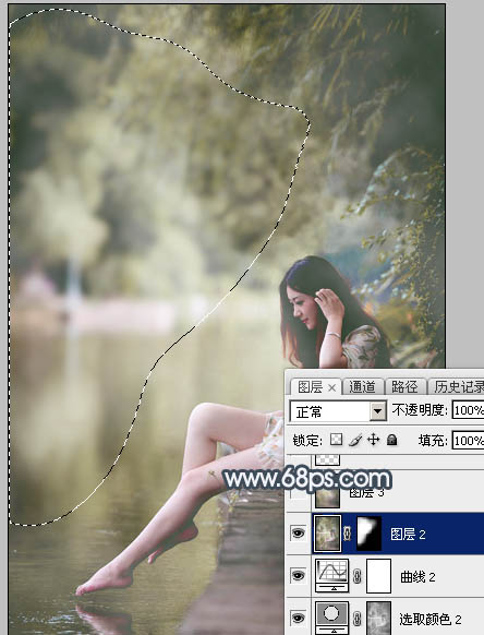 Photoshop调制出唯美的梦幻淡褐色水景人物图片