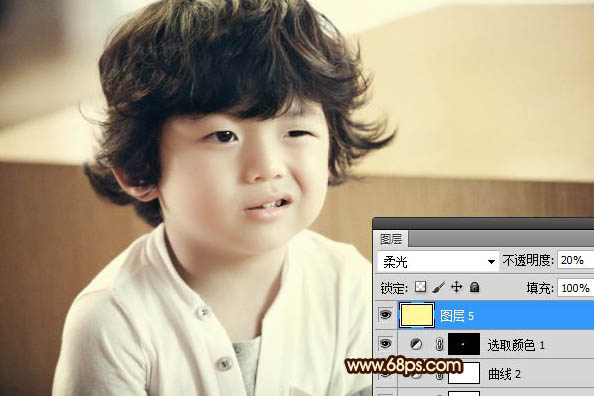 Photoshop将可爱的儿童图片打造成中性淡黄色效果
