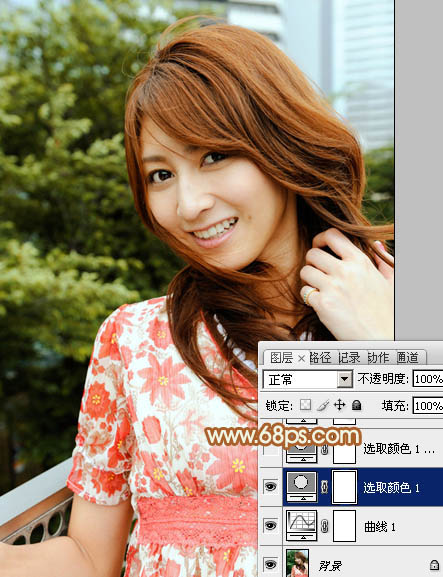 Photoshop为外景人物图片增加上流行的韩系红褐色效果