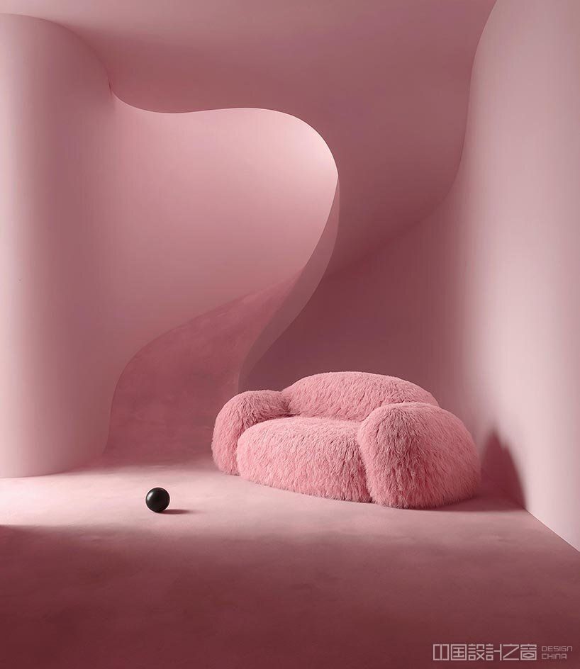 vladimir naumov designs dreamy pink 'yeti' sofa for MISSANA LAB