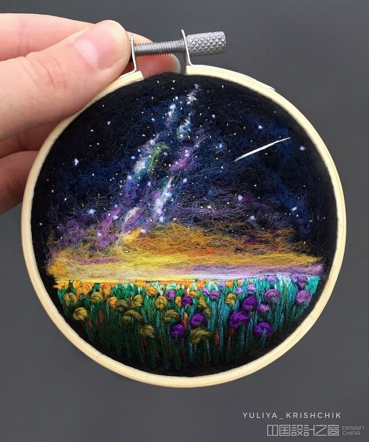 Space and Flower Embroidery by Yuliya Krishchik