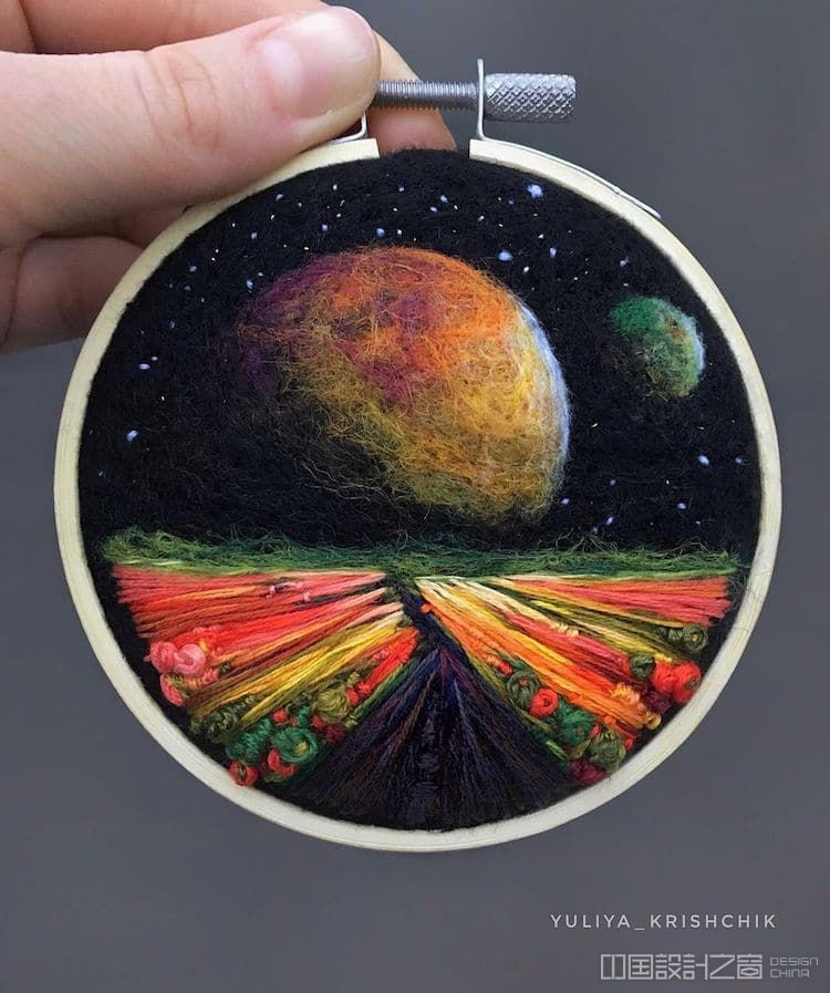 Space and Flower Embroidery by Yuliya Krishchik