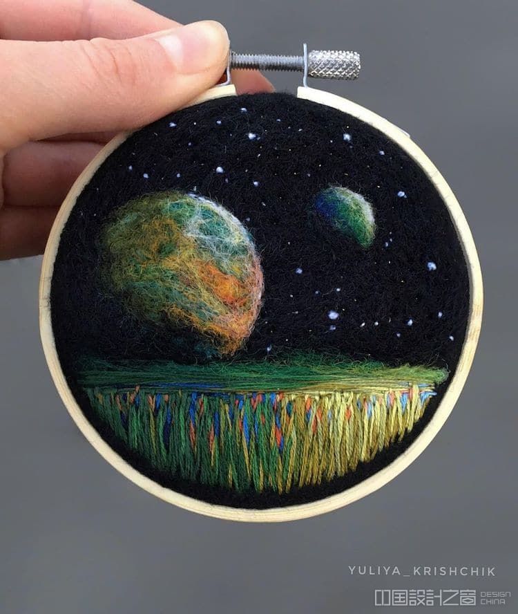 Space and Flower Embroidery by Yuliya Krishchik