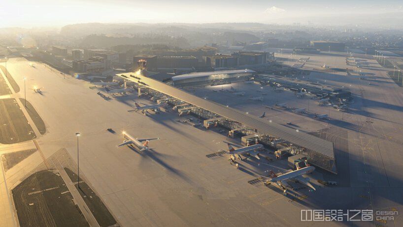 bjarke ingels group to introduce a new, light-filled 'dock A' for zurich airport